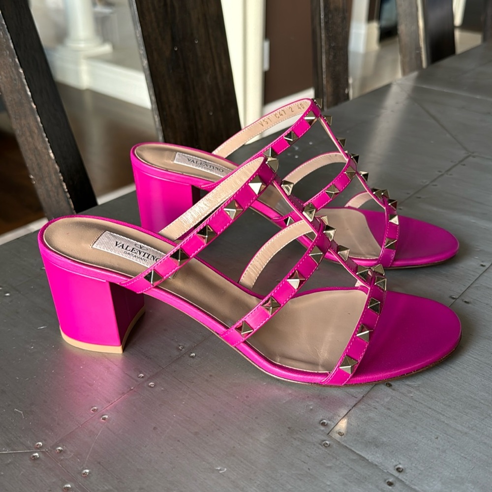 Valentino rockstud rose violet m24 pink gladiator spike sandal pump sz 40 $890
